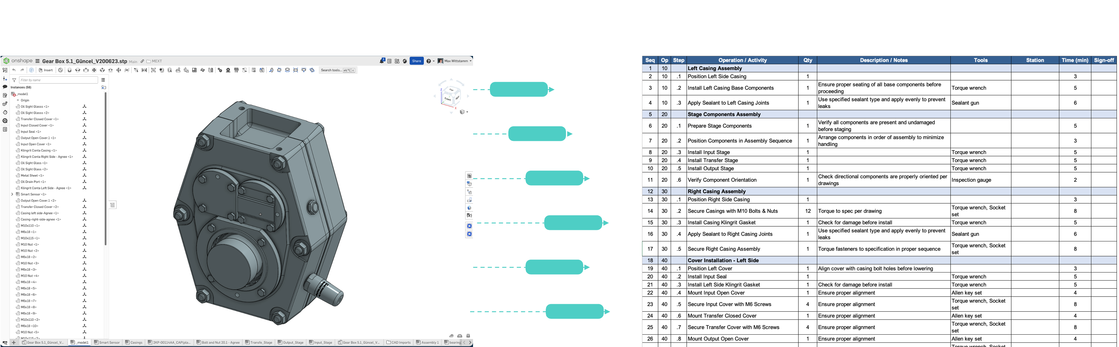 Workflow showing data flowing from CAD to Excel spreadsheets
